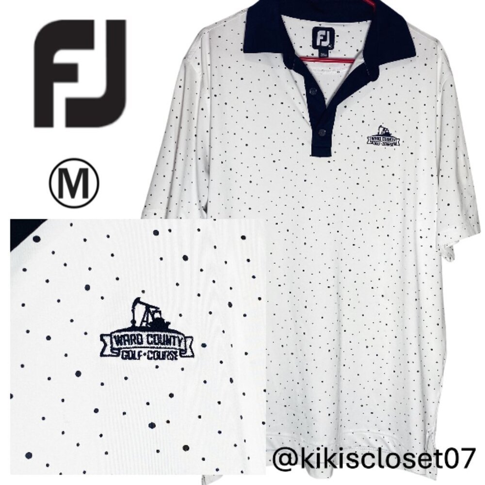 FootJoy Black and White Polka Dot Golf Polo / M